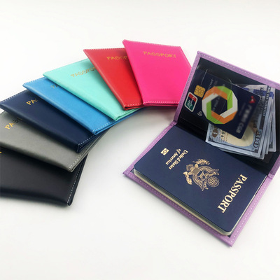现货批发跨境平纹仿皮pu透明双膜片可夹机票证件护照保护套护照壳|ru