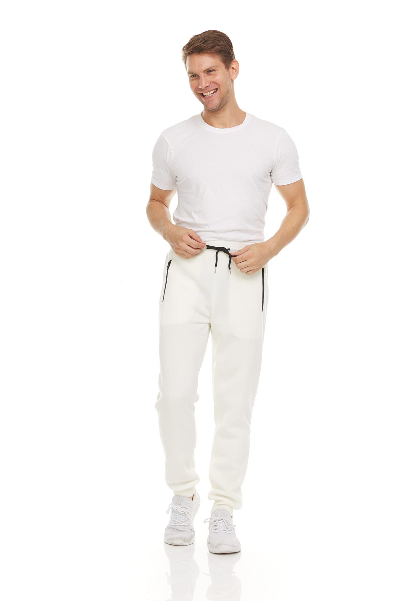 Pantalones deportivos para hombres de Amazon Pantalones de terciopelo casuales delgados con cremallera, pantalones de color sólido, pantalones para correr