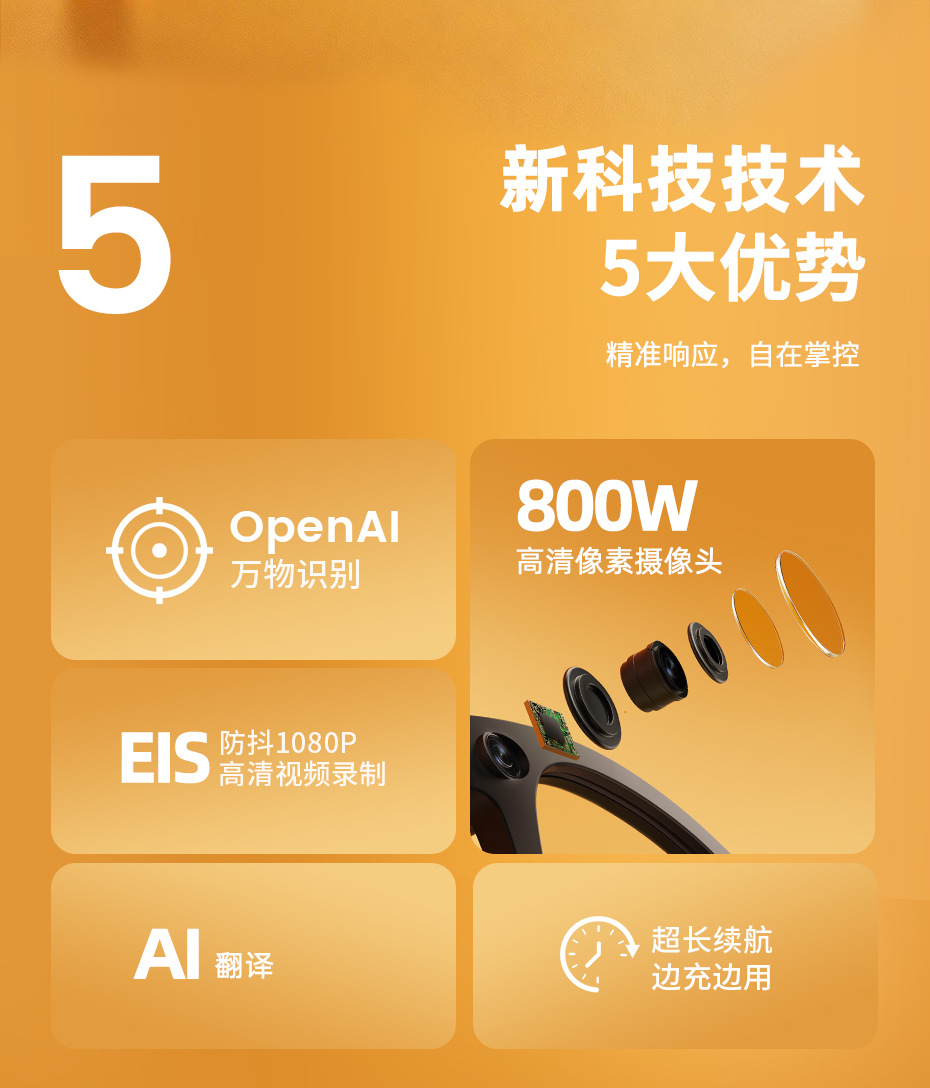 E09C电致变色智能眼镜高清拍照录像语音AI识图同声翻译通话音乐