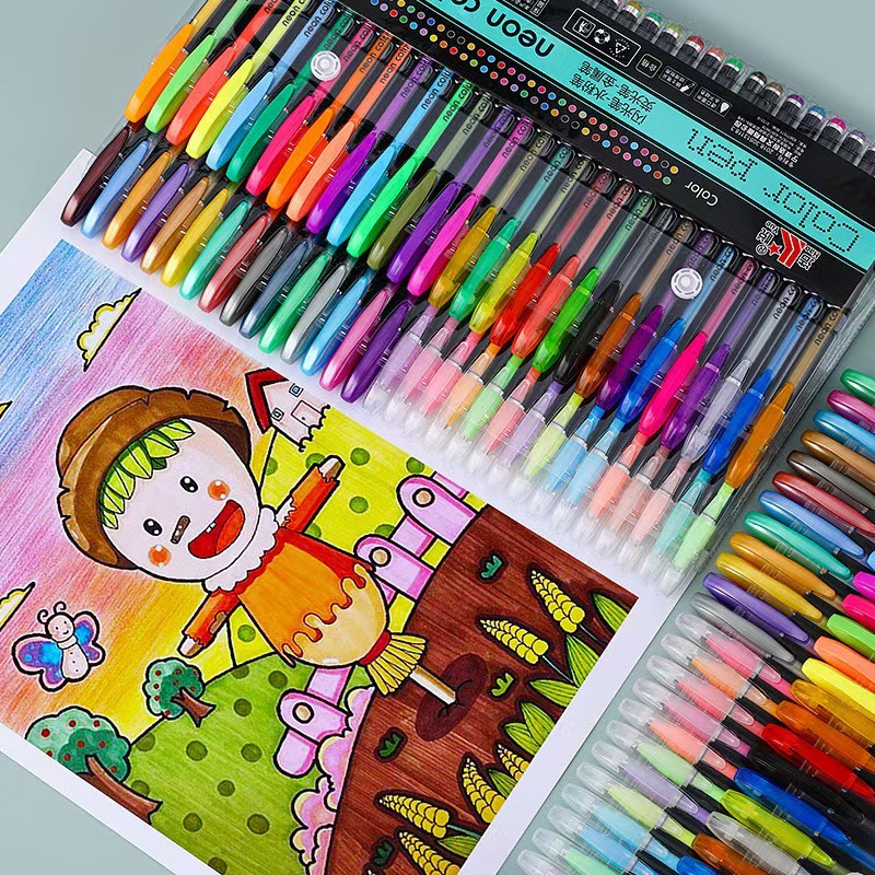 Color gel pluma 48 color resaltador Flash Pen traje estudiante diario pluma DIY graffiti color pluma de llenado en stock