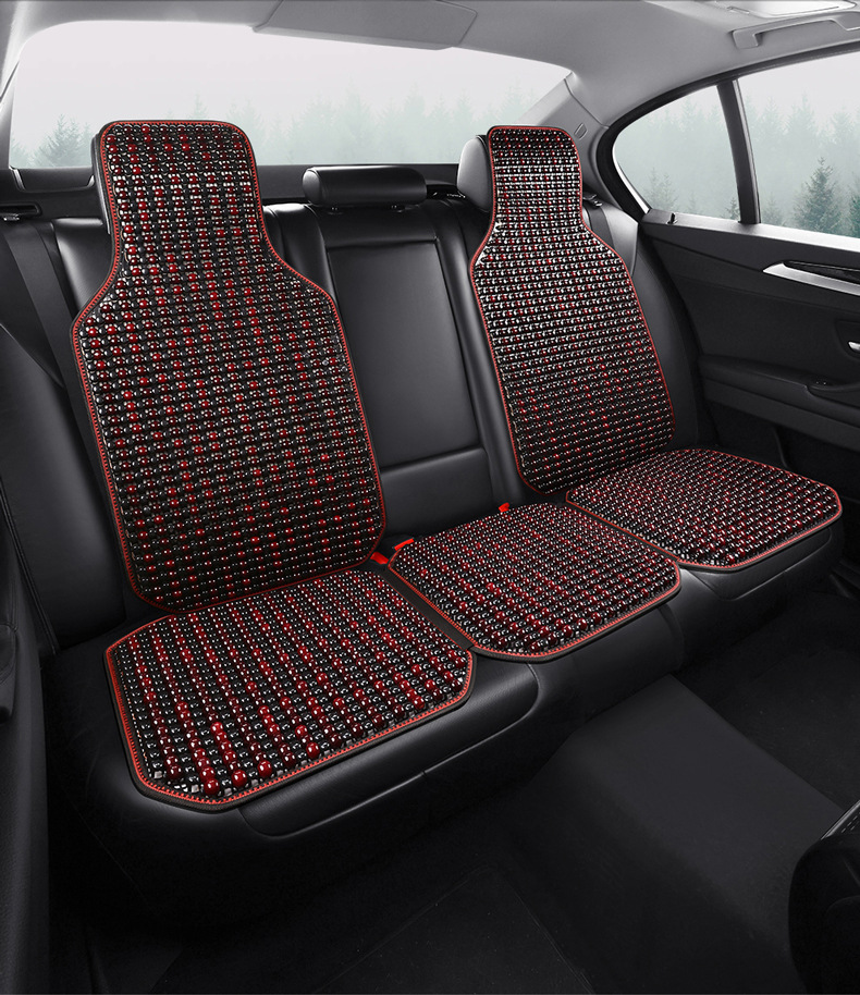 Car cushion single piece summer wooden beads three-piece single seat cushion tie-free non-slip breathable rear seat cushion cool cushion