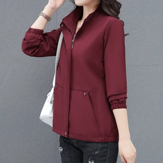 立领短外套女士春秋2025新款时尚百搭休闲夹克上衣短款妈妈装跨境