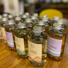 350mlガラス冷泡茶瓶奈雪冷抽出瓶茶瓶飲料瓶花ジュース茶フィルター付き赤哺乳茶瓶