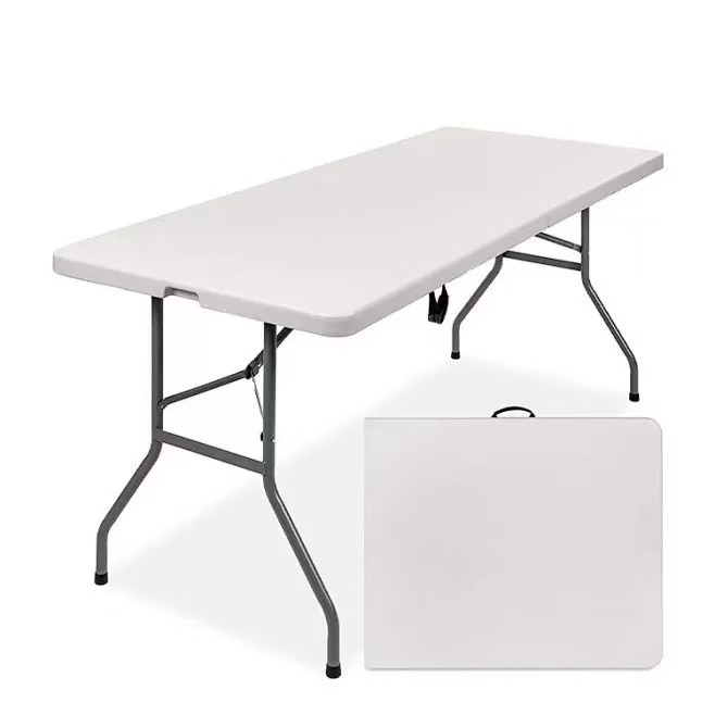 1.8 Mesa plegable de moldeo por soplado, puestos portátiles al aire libre, mesa de estudio para el hogar de plástico de tira larga, mesa de moldeo por soplado de hotel