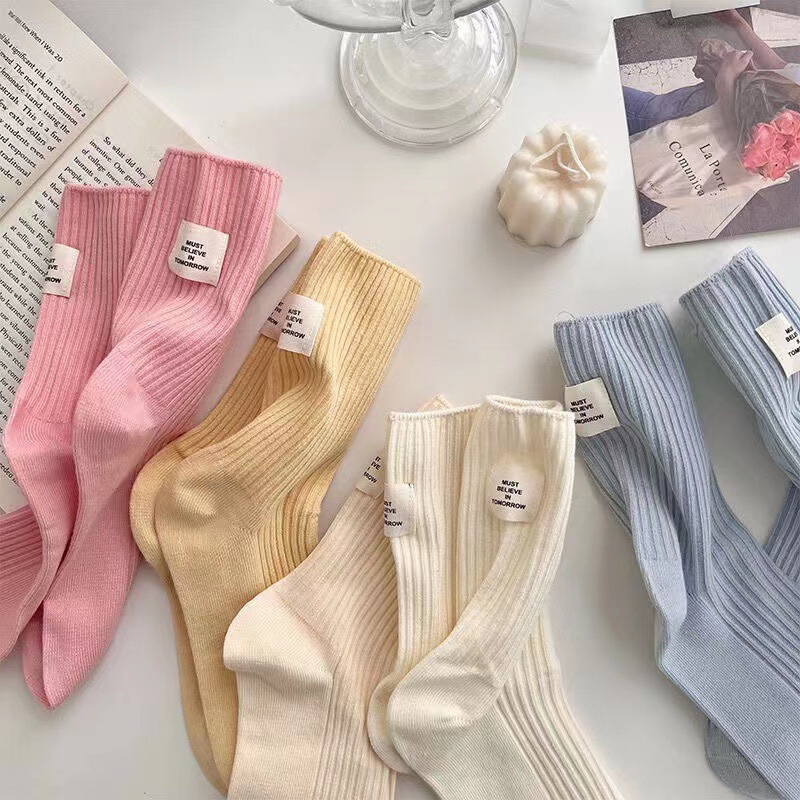 Solid color socks handmade cloth standard socks, spring and autumn sports new ins thin socks men and women all-match tide socks design trend
