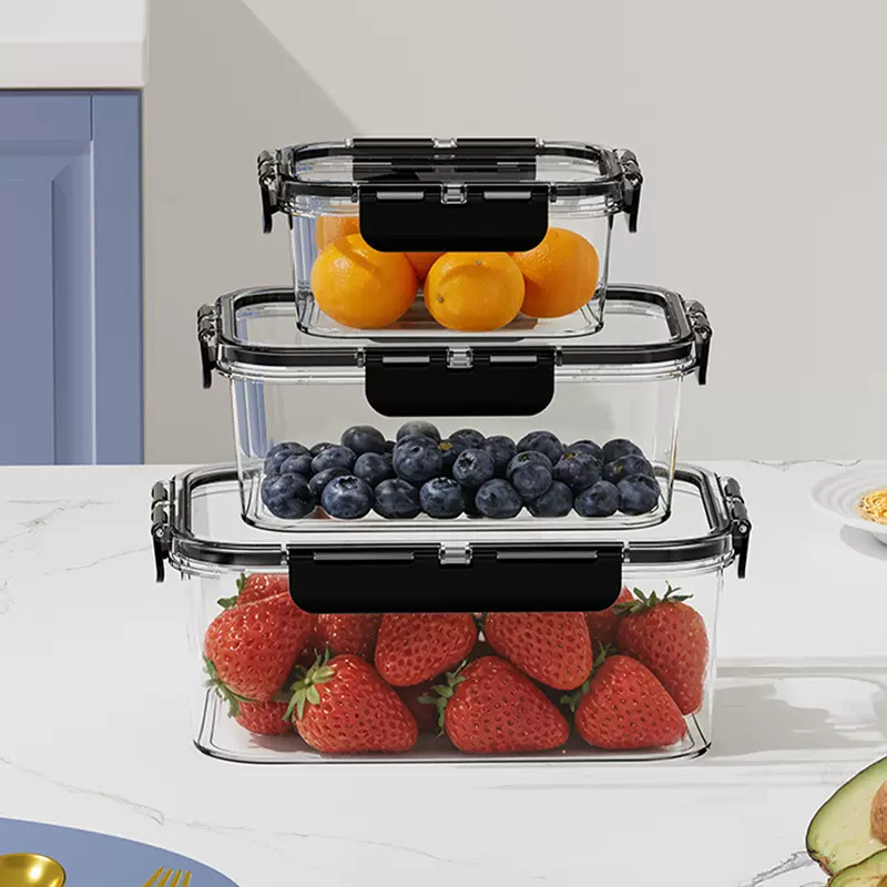 建厦食品保鲜盒冰箱收纳盒密封叠加式卡扣防漏日式便当盒保鲜盒小