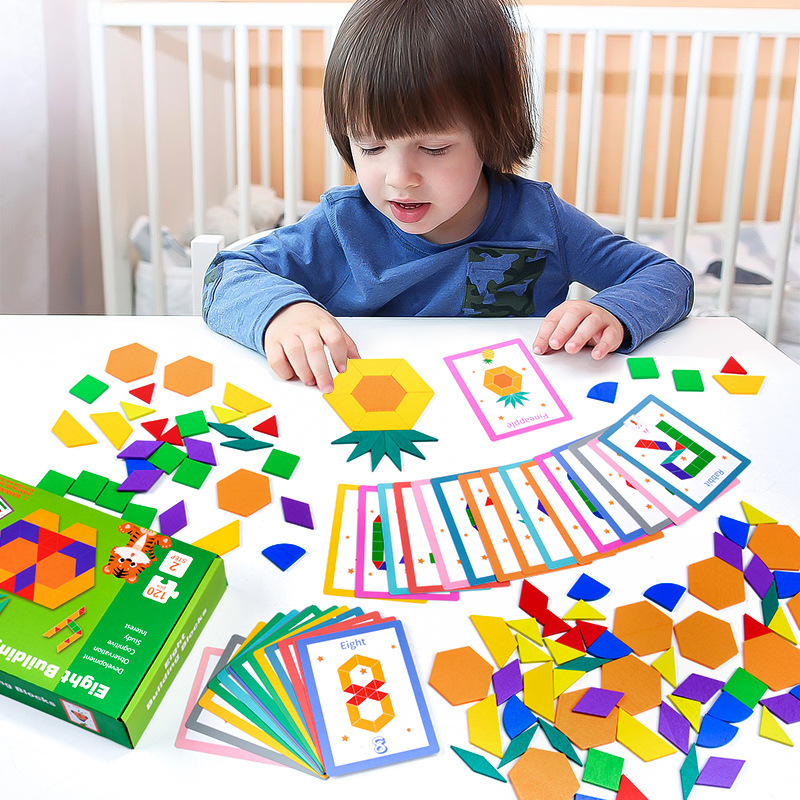 Cross-border Wooden Toys Geometric Puzzle Children's Early Education Cognitive Puzzle Creative Building Blocks Game Educational Toys