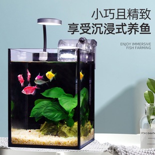Ultra-white glass fish tank landscaping thickened glass bucket fish tank desk desk desktop small living room circulation
