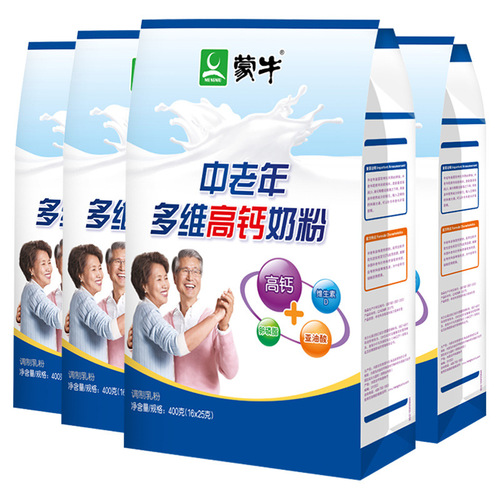 Mengniu Pu bag multi-dimensional high calcium milk powder for middle-aged and elderly people 400g/bag nutritious breakfast drink 25g*16 pieces
