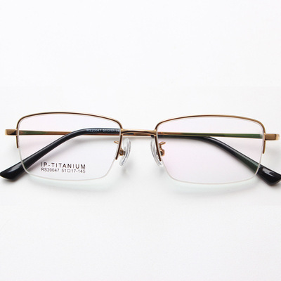 经典商务半框方镜男女近视眼镜架超轻纯钛学生镜架厂家直销丹阳