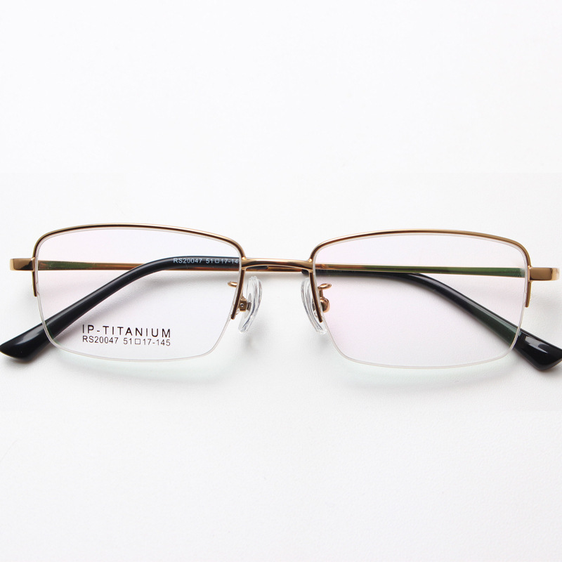 经典商务半框方镜男女近视眼镜架超轻纯钛学生镜架厂家直销丹阳