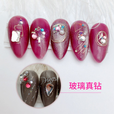 Yijie Factory three-dimensional Diamonds Nail stickers square Ruby Diamond pieces Pearl Nail Jewelry