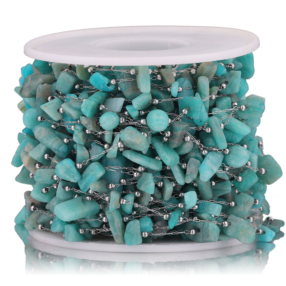 Acero inoxidable cabeza de piedra de color clip de cadena de cuentas DIY collar pulsera Cadena de joyería hecha a mano cadena accesorios de joyería