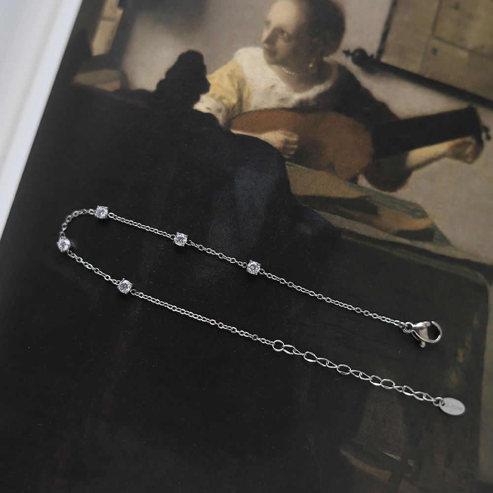 Fashion Solid Color Titanium Steel Inlay Artificial Gemstones Bracelets 1 Piece