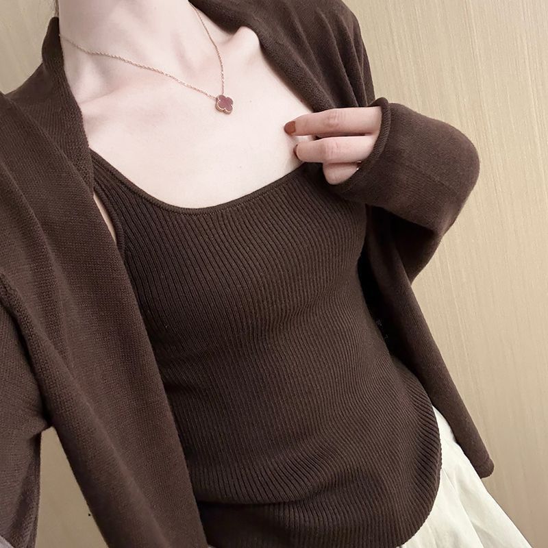 百搭上衣女外套秋季新款2025纯色松弛感气质韩版针织简约风毛衣女
