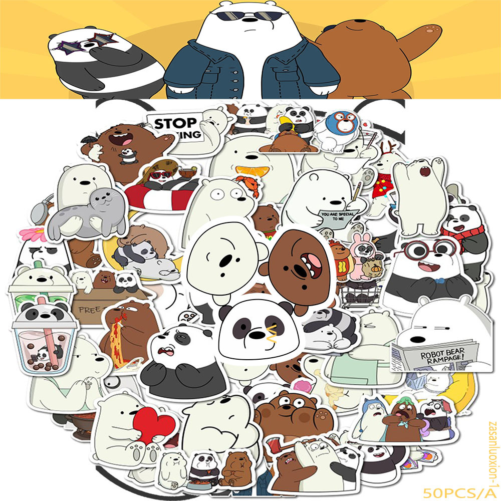 50개의 귀여운 만화 나체곰 캐릭터 스티커, 핸드폰 케이스, 창의적인 DIY 장식, 컴퓨터 태블릿 방수 인스 스티커