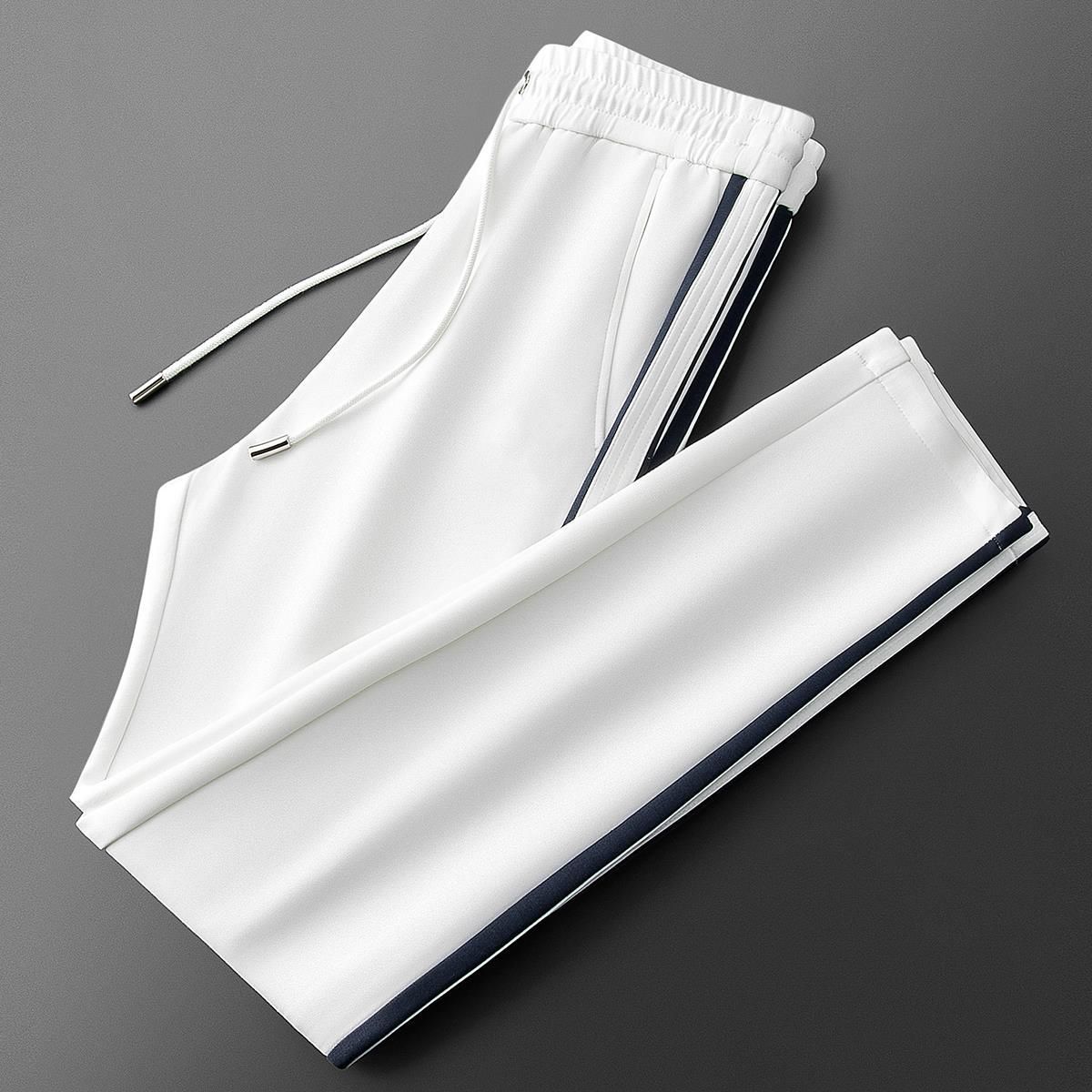 Vêtements pour hommes Mode All Match Pantalons de sport Rayé Épissage Mince Simple Jeunes Hommes Droit Pantalons Décontractés Hommes_voghion.com