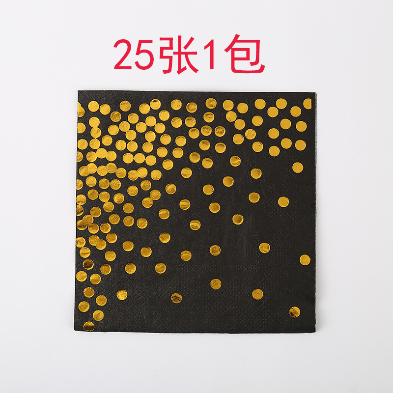 Bronceado punto negro vajilla engrosada taza de papel pastel plato de papel cuchillo de oro tenedor cuchara tejido decoración del partido suministros traje