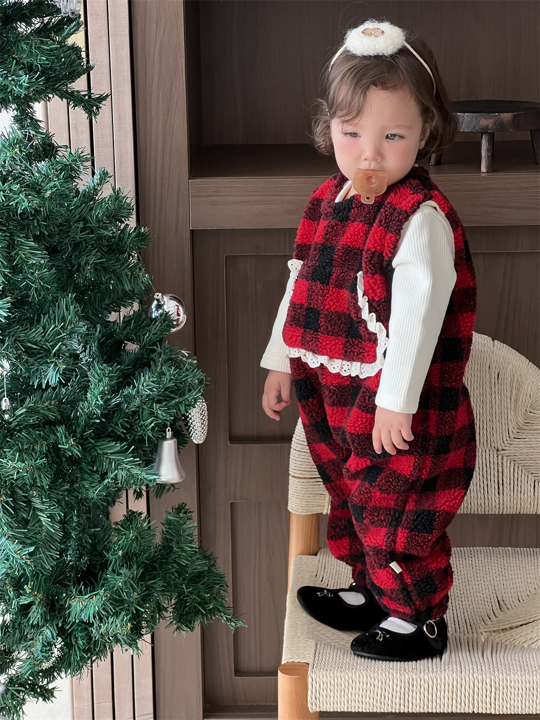 Ropa de invierno infantil engrosada, bata de placas, ropa infantil coreana, ropa de bebé, ropa de invierno para niñas, ropa de base image 3