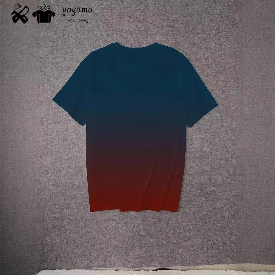 2024 venta caliente lema de color degradado impresión 3D de los hombres verano suelto y transpirable de manga corta con cuello redondo camiseta