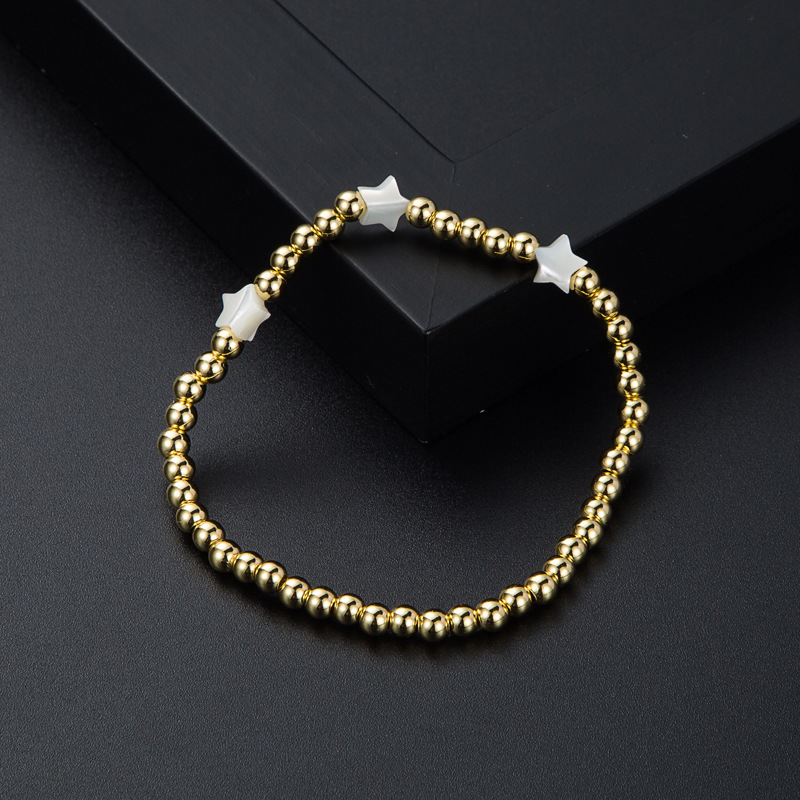 Mode Muschel Herz Stern elastisch Perlen Kupfer eingelegten Zirkon Armband Schmuckpicture5