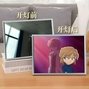 Detective Conan Anime Peripheral Mirror Light Painting Gray Arai Desktop Ornaments Room Bedside Night Light Gift