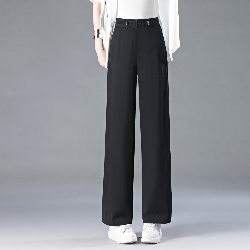 专柜窄版阔腿裤女2025春秋新款高腰显瘦宽松直筒裤垂感西装长裤子