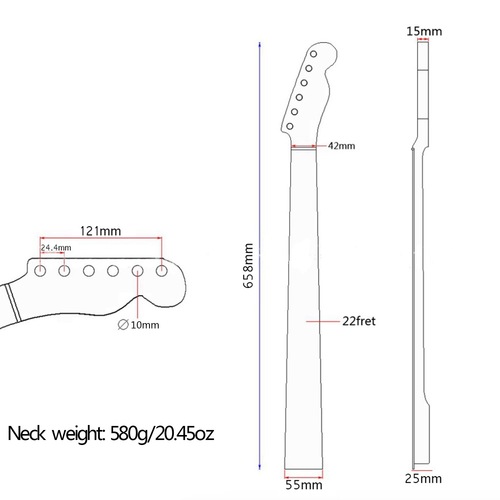 [Glossy Yellow] 22-fret electric guitar neck, Canadian maple fretboard, handle for TL Tele, back center line