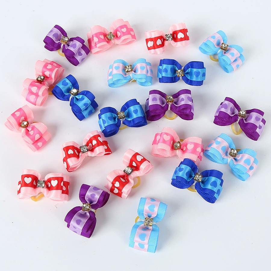 Товары для домашних животных Сердце Лук Резинка Голова Цветок Милый Мультфильм Голова Собаки Цветок Йоркшир Тедди Головные уборы