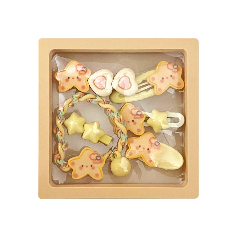 Hermoso amarillo estrella set de cabello corazón de una niña salvaje cabello de cola de caballo corda de cabello frisa dulce broca de cabello