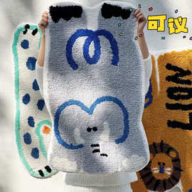 浴室地垫卡通异形卫生间进门垫家用吸水仿羊绒地垫洗手间柔软脚踏