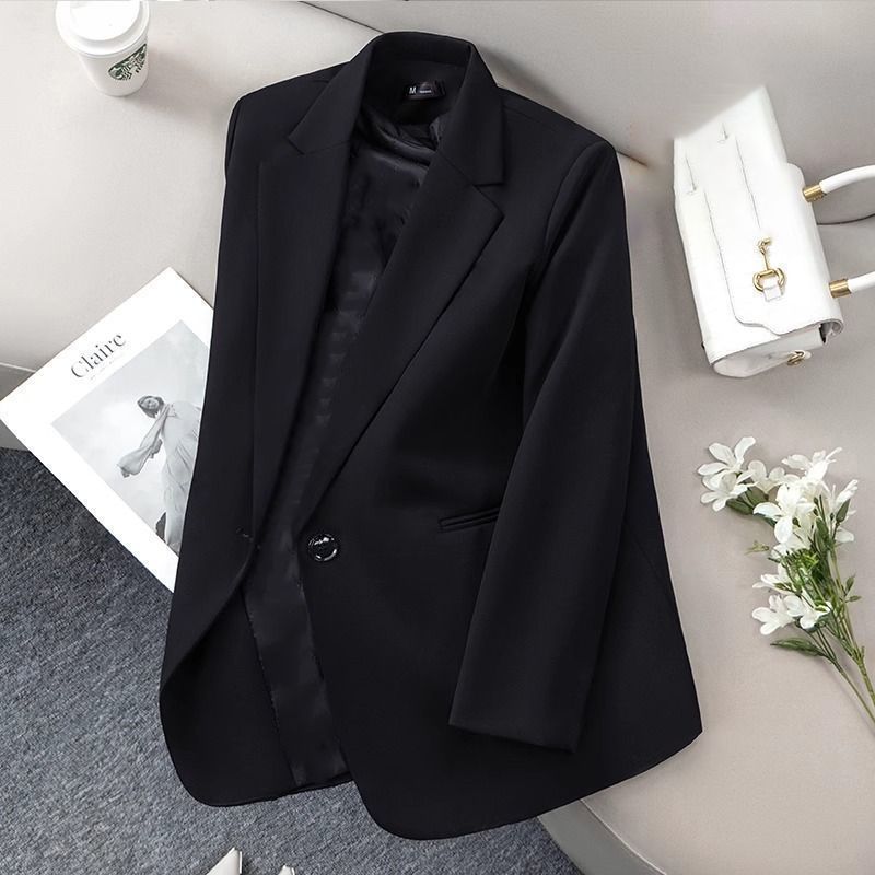 Black Blazer for Women, High-End Spring and Autum New Style, Thickeneded Large Size Casual Elegant Korean Style Small Suit