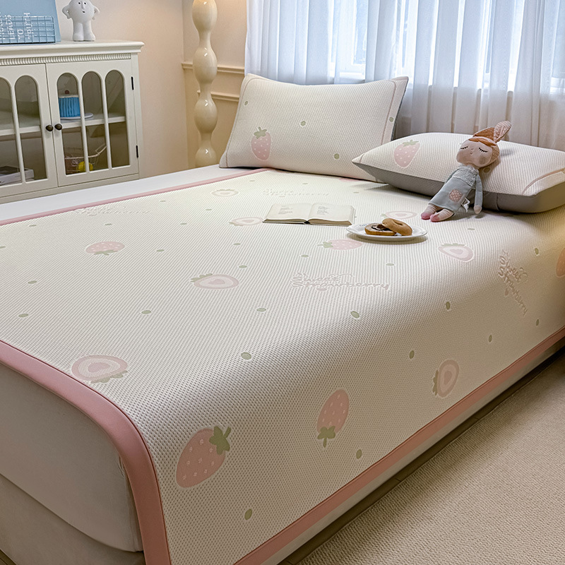 A clase madre e infante grado frijoles de verano estera de seda de hielo estera de verano hogar estera suave se puede lavar con máquina dormitorio set de tres piezas 4