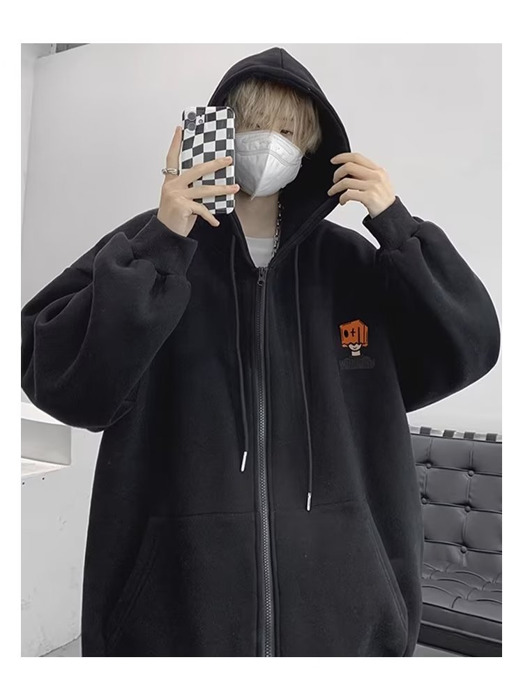 1 Cardigan Felpa Inverno 2023 Nuova Giacca Primaverile Uomo Felpa con Cappuccio in Pile Cappotto Autunnale_voghion.com