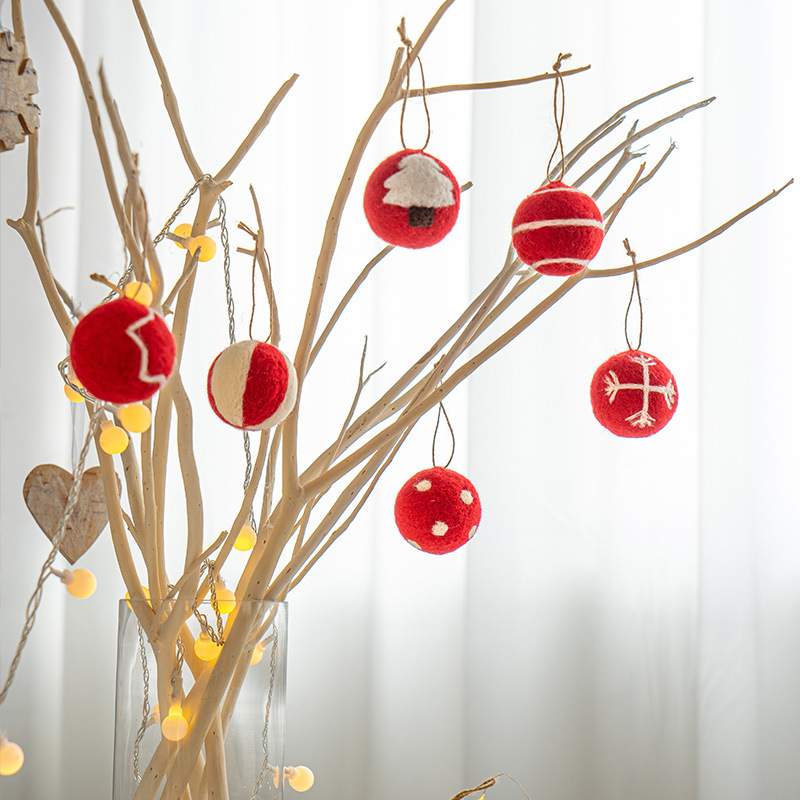クリスマスツリー装飾クリスマスボールペンダントdiyシーン配置道具ウールフェルト雪花クリスマスペンダントボール