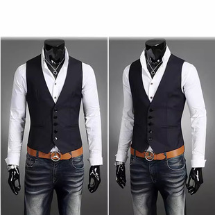 2025 Autumn and Winter Men's Cross-Border Wish Trendy Korean Style Slim Vest Jacket Suit Vest Large Size 5XL Vest 8702