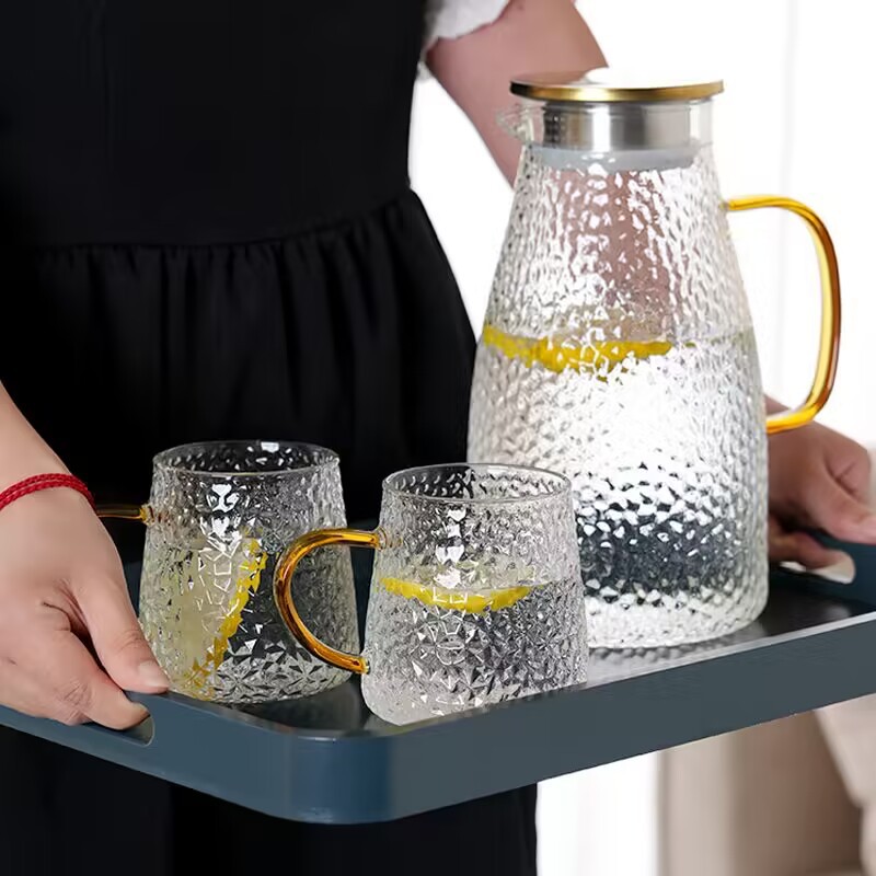 Cold kettle glass high temperature resistant cold water cup fruit teapot large capacity ice kettle herbal teapot set household cold kettle