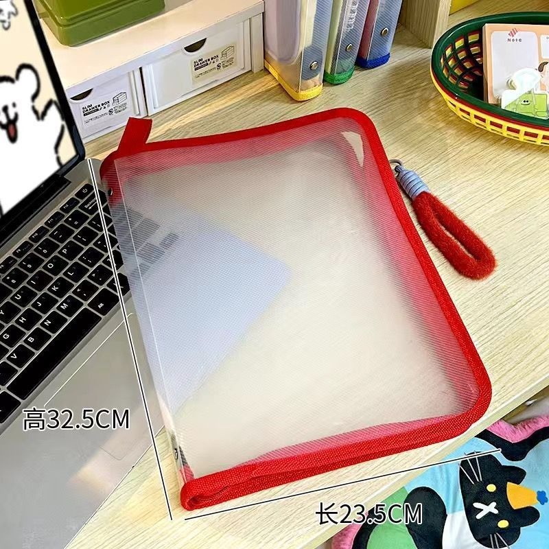 大学生通勤便携式A4彩色透明手提拉链式文件袋课本试卷资料收纳袋|undefined