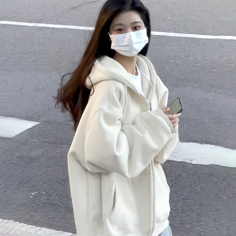 山东即墨卫衣连帽外套女2025新款早秋宽松慵懒风韩系甜美显瘦开衫|undefined