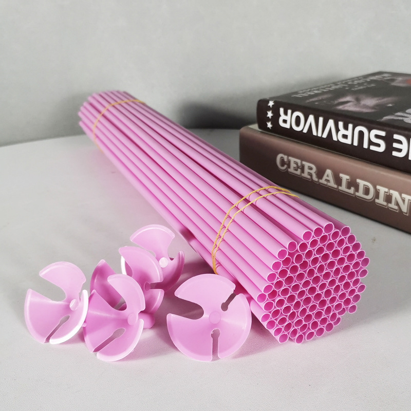 SKU13_42cm马卡龙玫红托+杆100套