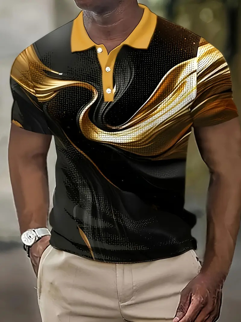 Comercio electrónico transfronterizo comercio exterior nuevos productos tops para hombres gráficos geométricos impresión 3D casual solapa camisa POLO MB13