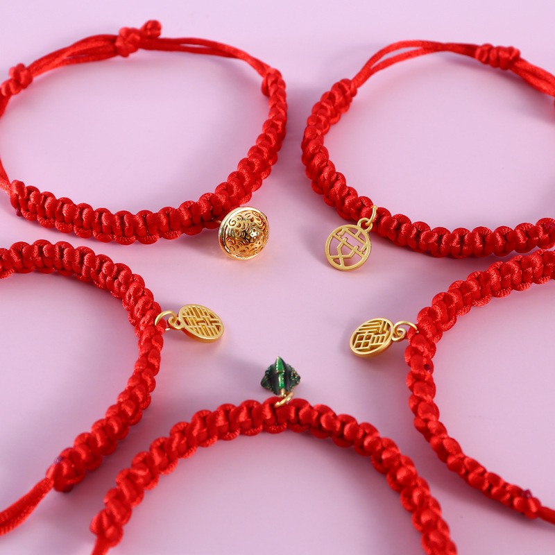 Pet red cordón tejido collar ajustable gato perro conejo chino Fengfu Spring Festival Zongzi collar