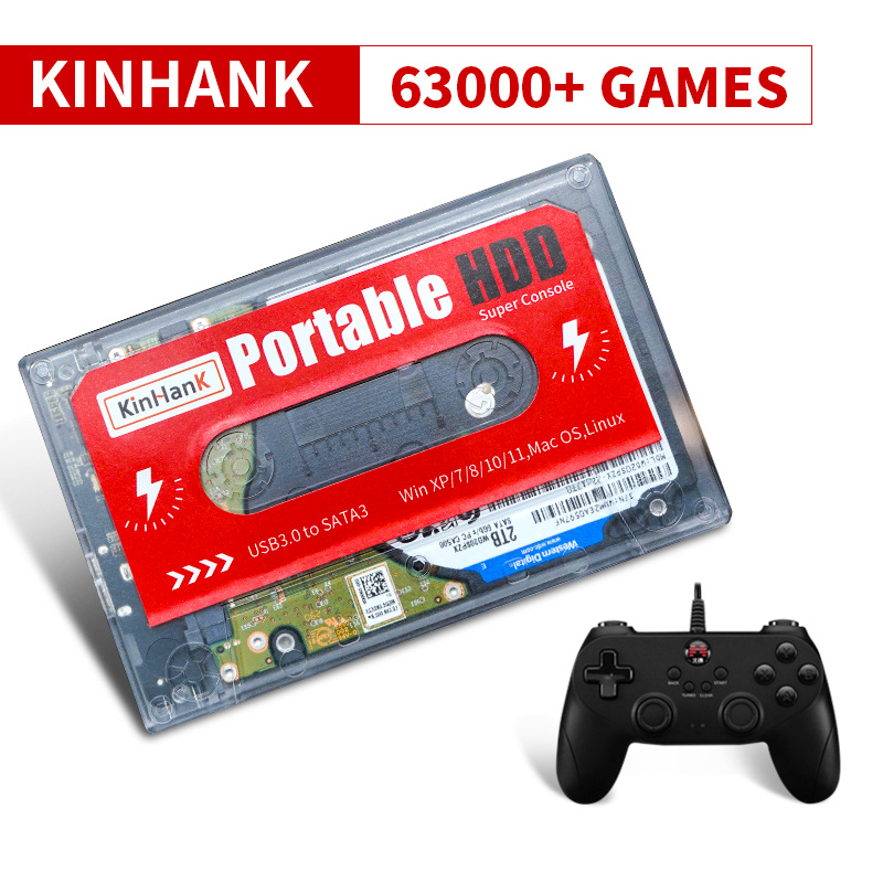 2TB juego externo móvil de disco duro Plug-and-play de instalación-libre incorporado 60000 + soporte para Saturn/Wii/PS2