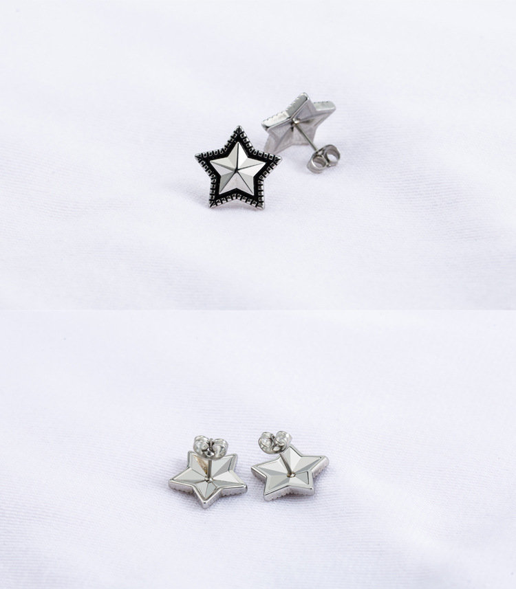 Fashion Star Titanium Steel Plating Ear Studs 1 Pair