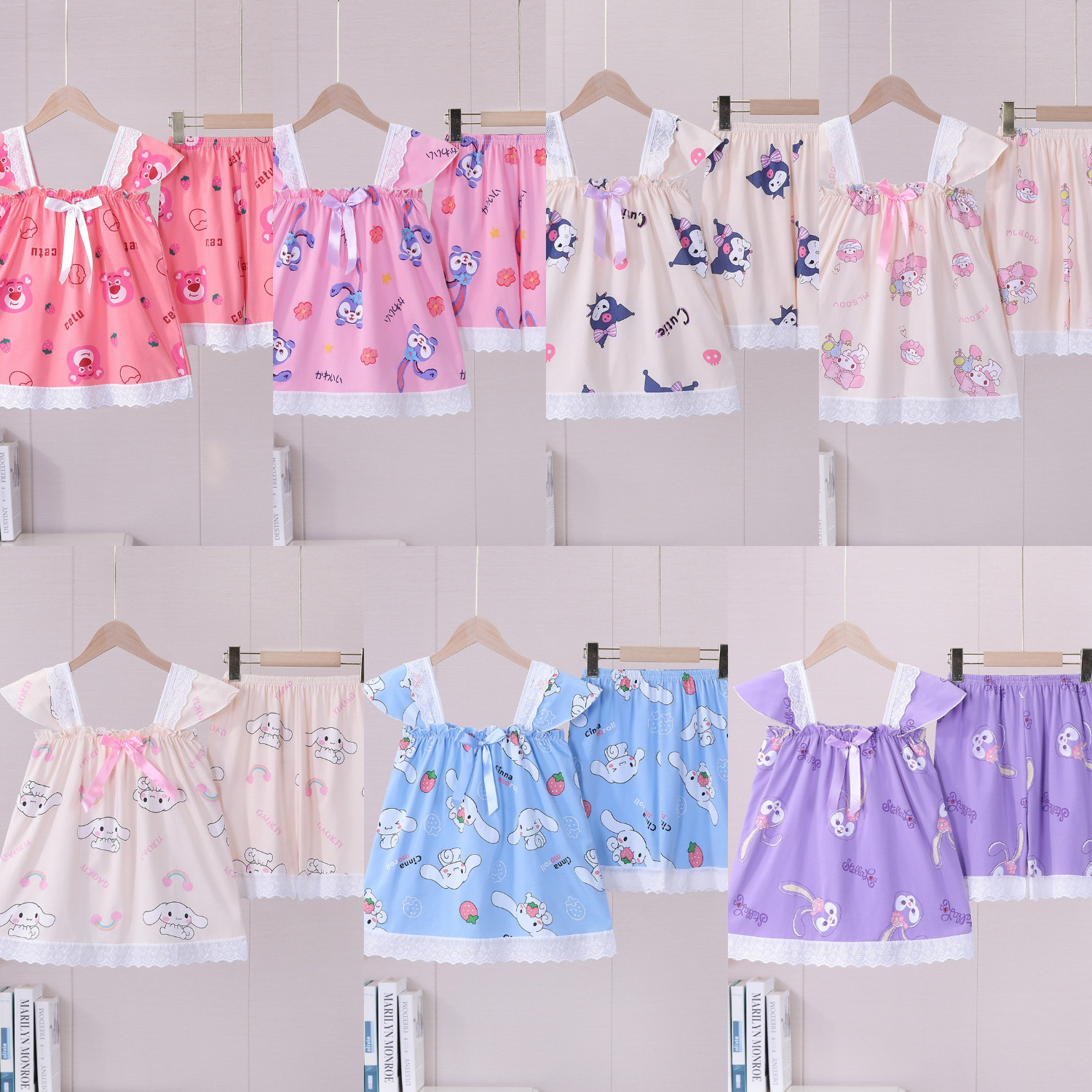 Pijamas de niños niñas cabina de manga corta de verano dibujos animados perros yu Gui niñas niños mayores set de ropa de bebé