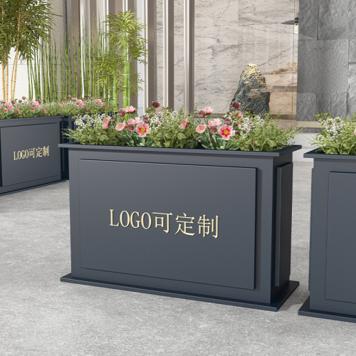 Outdoor stainless steel flower box, courtyard flower box set, iron fence flower stand, sales office square flower bed, garden flower trough