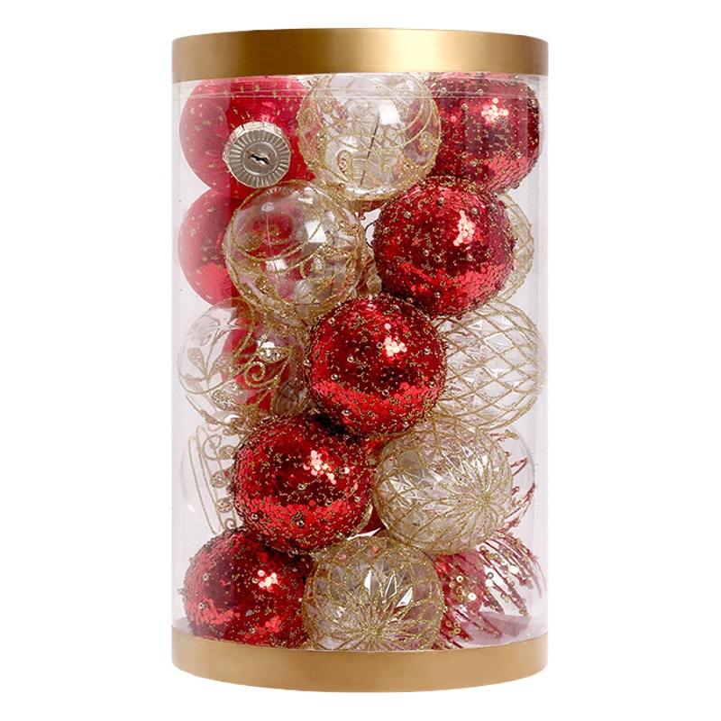 Transfronterizo nuevas decoraciones navideñas boutique de oro rojo PET pintado bola de Navidad traje de bola decorativa del árbol de Navidad