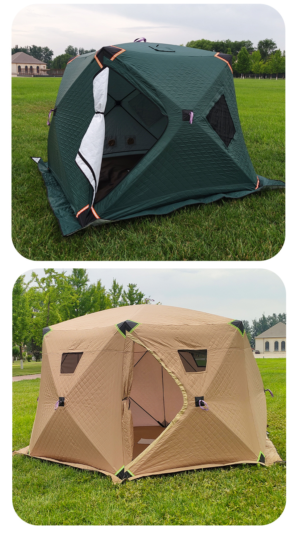 Customized ice fishing cotton tent with added insulation, ice fishing house, outdoor winter fishing shelter, foldable and portable ice fishing tent