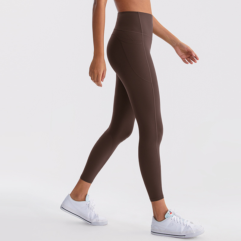 INFLALACHI nude fitness Pantalones de mujer M línea de la cadera cintura alta levantamiento de la cadera cintura de secado rápido Lycra fina deportes yoga medias
