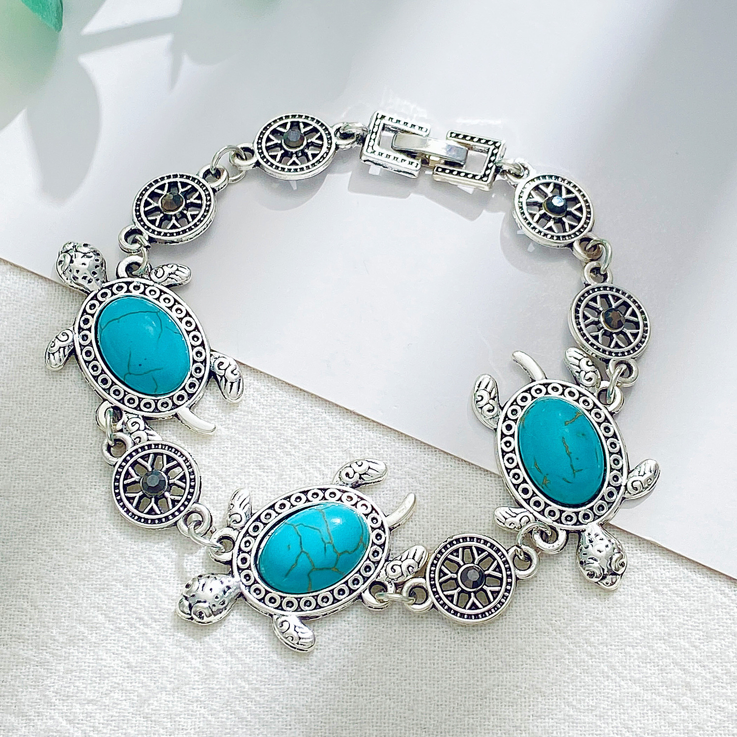 New fashion casual turquoise turtle suit retro exotic three piece jewelry_voghion.com